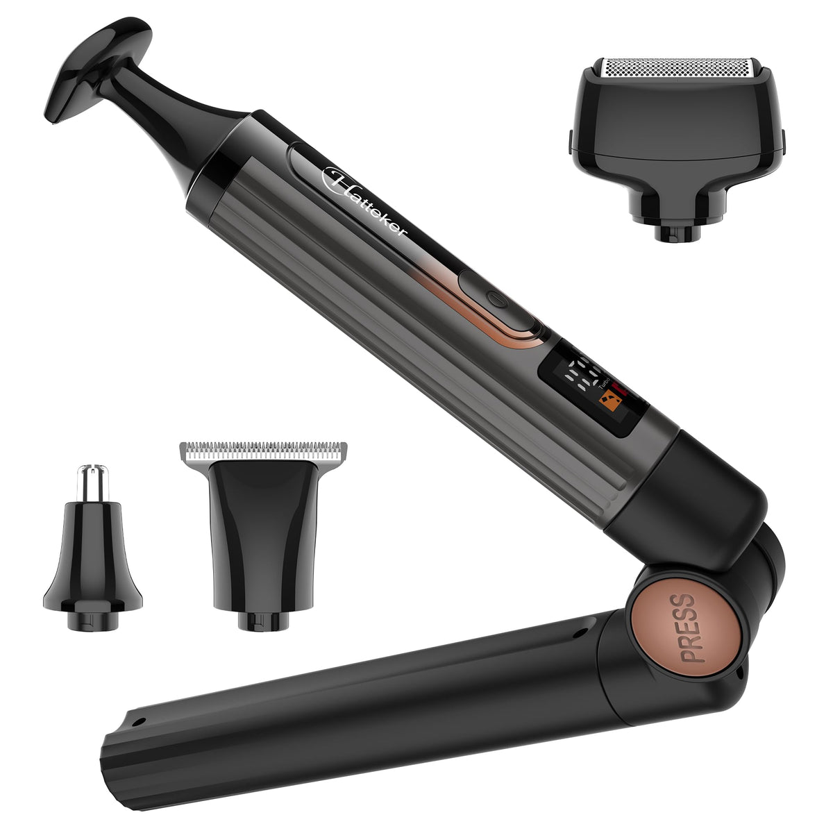 Hatteker front view of full grooming kit showing compact layout and portability