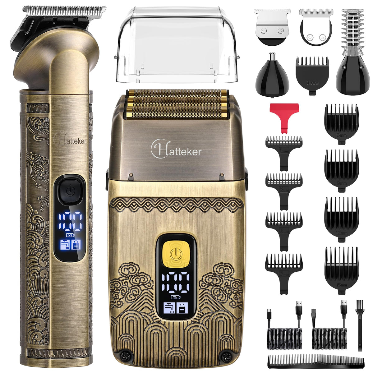 Hatteker front view kit showing all attachments and storage benefit
