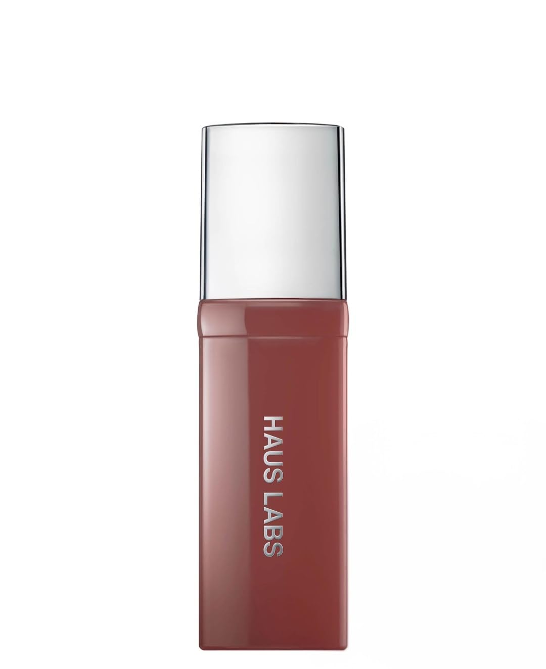 HAUS LABS front packaging showing sleek mauve tube and silver cap for stylish portability