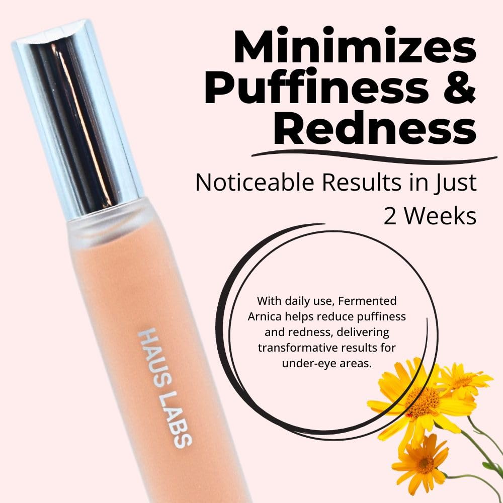 Haus Labs concealer beside ruler showing compact size and travel-friendly design benefit