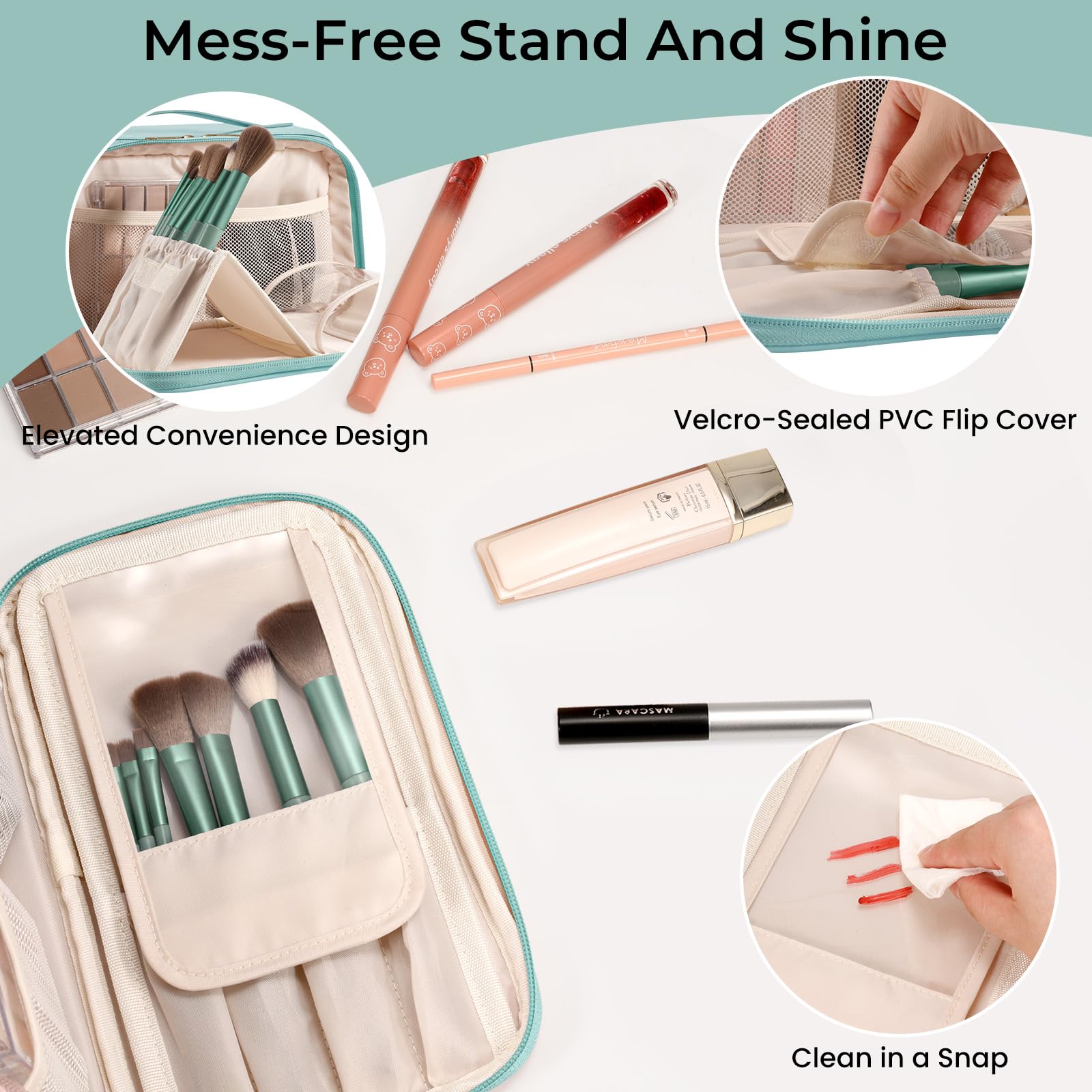 HauteHues close-up brush holders keeping brushes upright and protected, easier application benefit