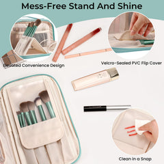 HauteHues close-up brush holders keeping brushes upright and protected, easier application benefit