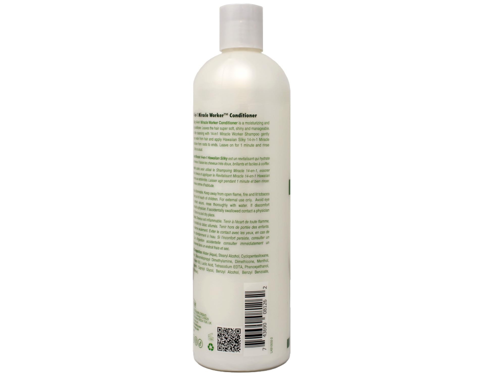 Hawaiian Silky conditioner bottle closeup showing thickness and label