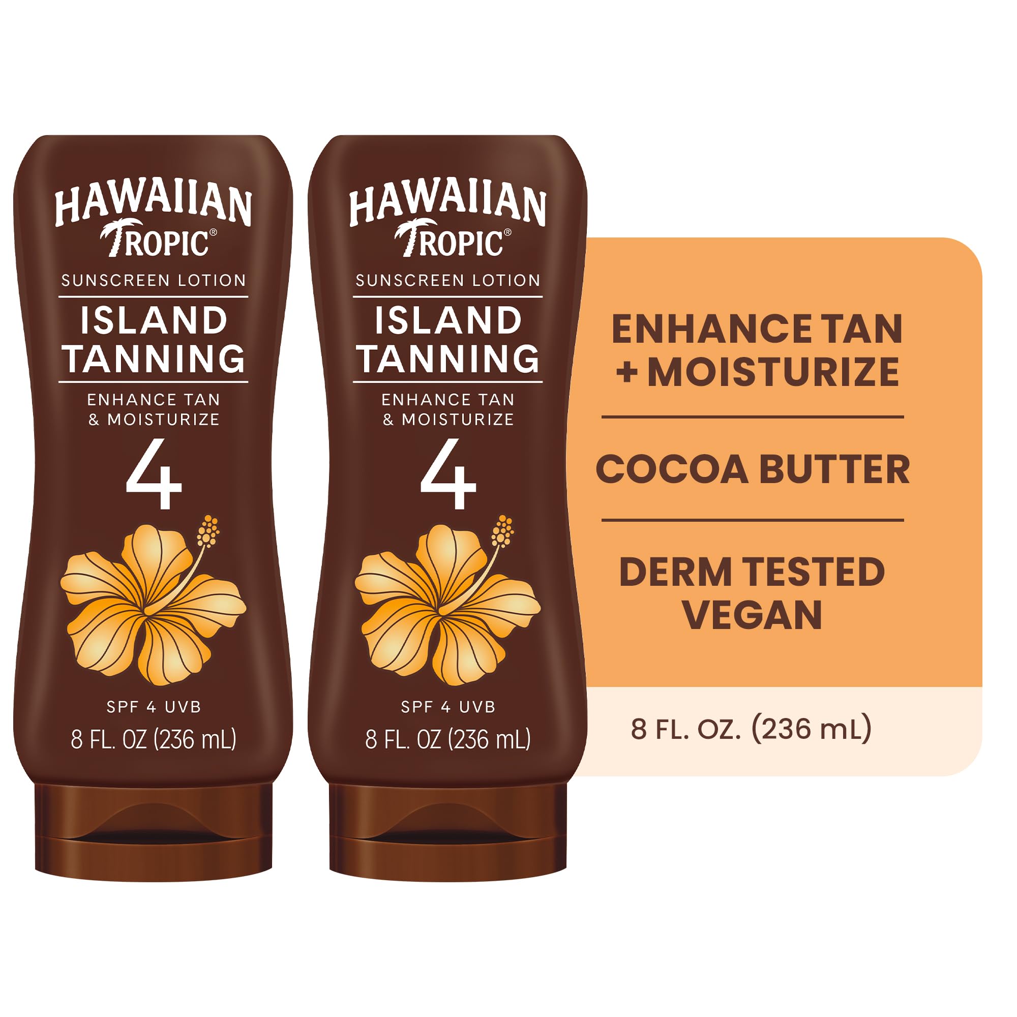 Hawaiian Tropic back label close-up with ingredients and instructions visible