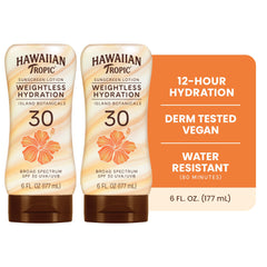 Hawaiian Tropic lotion texture close-up demonstrating fast absorption benefit