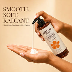 Hawaiian Tropic creamy shampoo texture close-up demonstrating rich hydration benefit