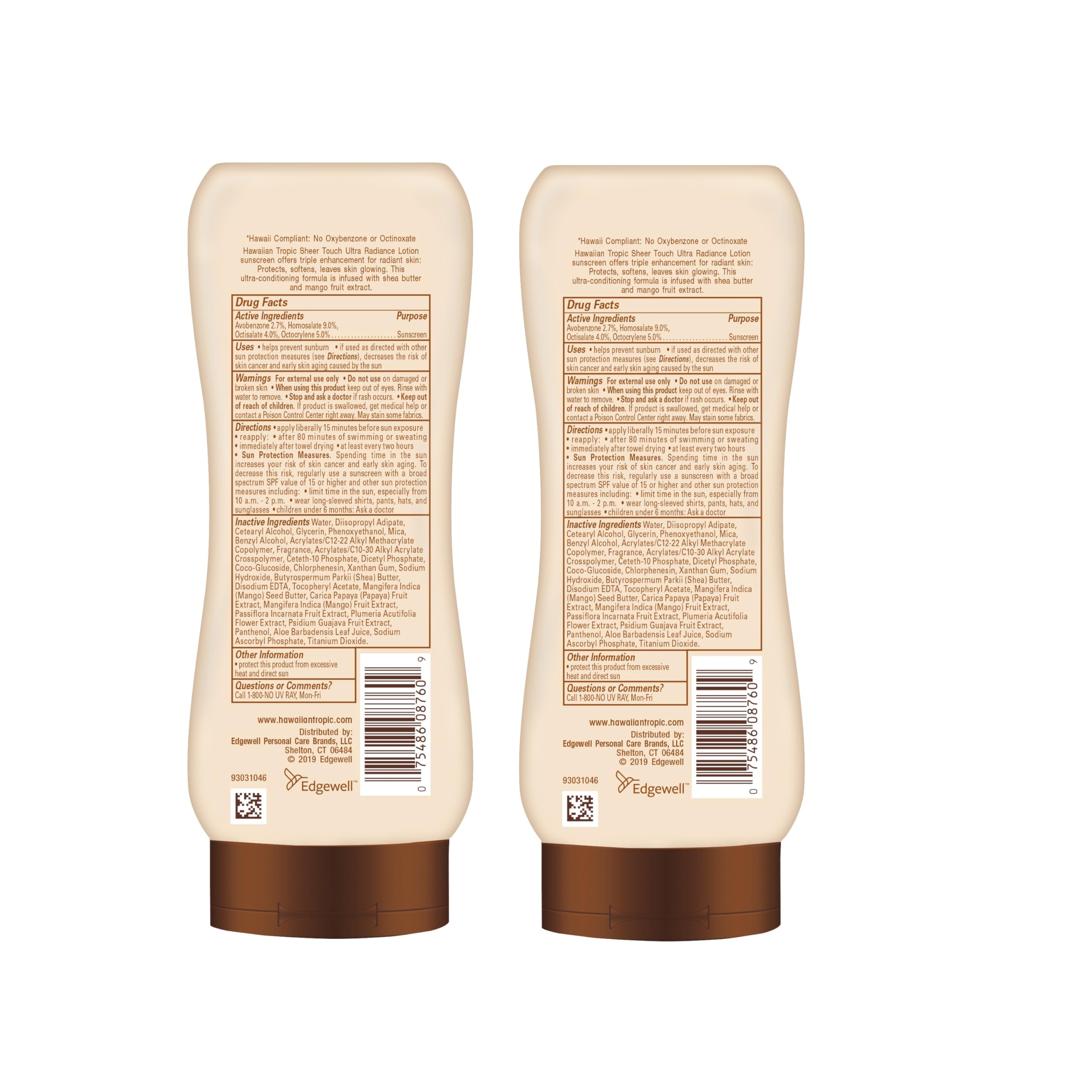 Hawaiian Tropic two-pack arrangement for value and convenient reapplication