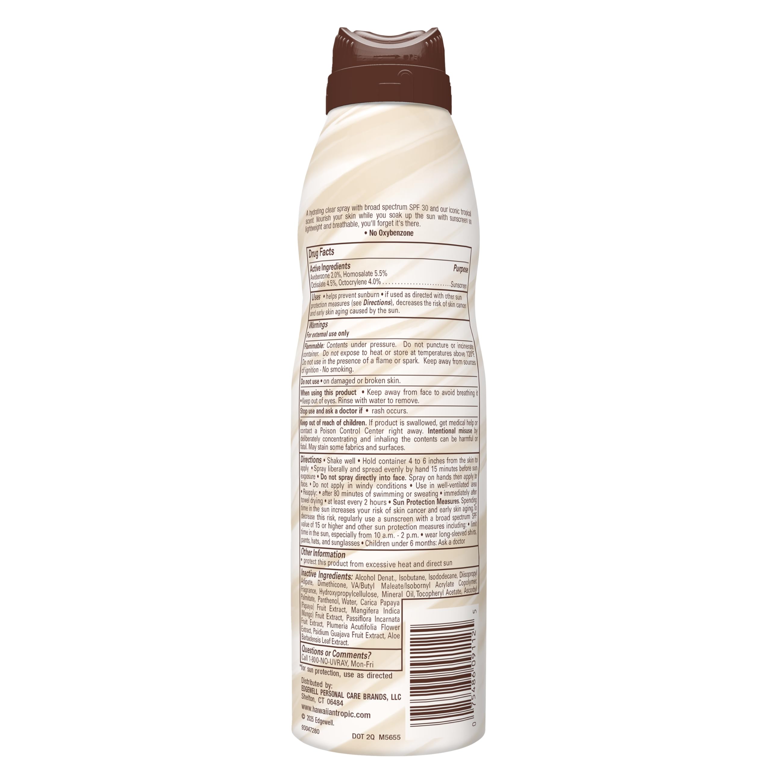 Hawaiian Tropic twist-lock top engaged to prevent leaks during travel