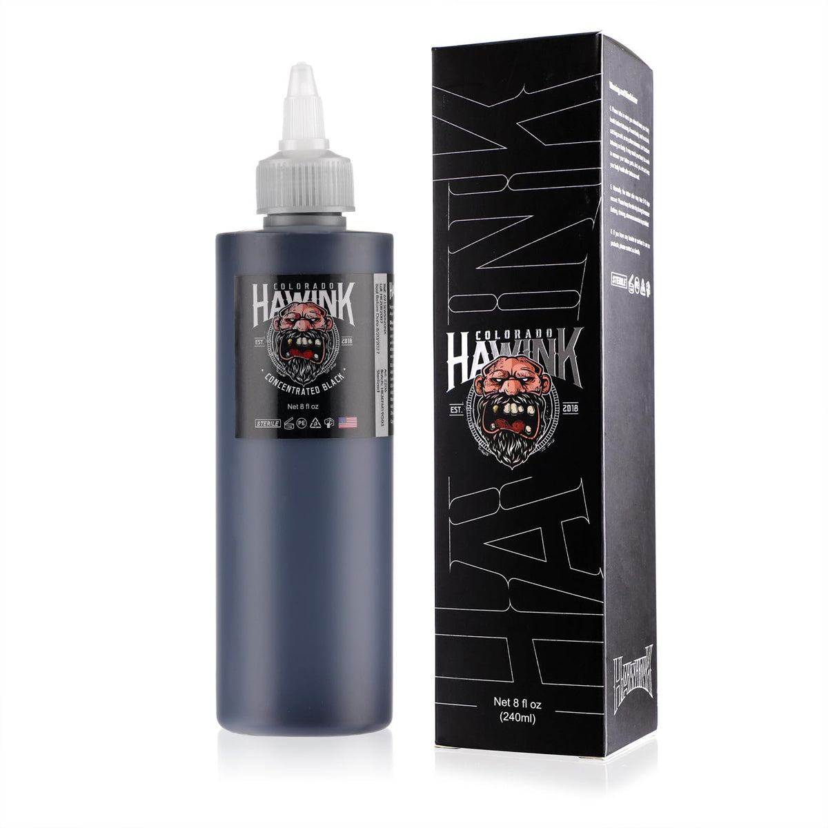 HAWINK front bottle view showing label and 8oz capacity benefit