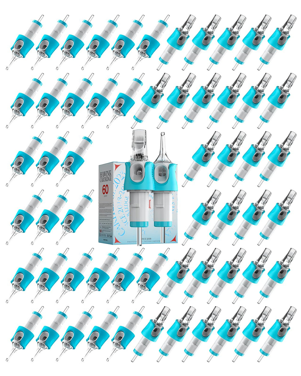 HAWINK front packaging box showing 60 assorted cartridge kit and benefits