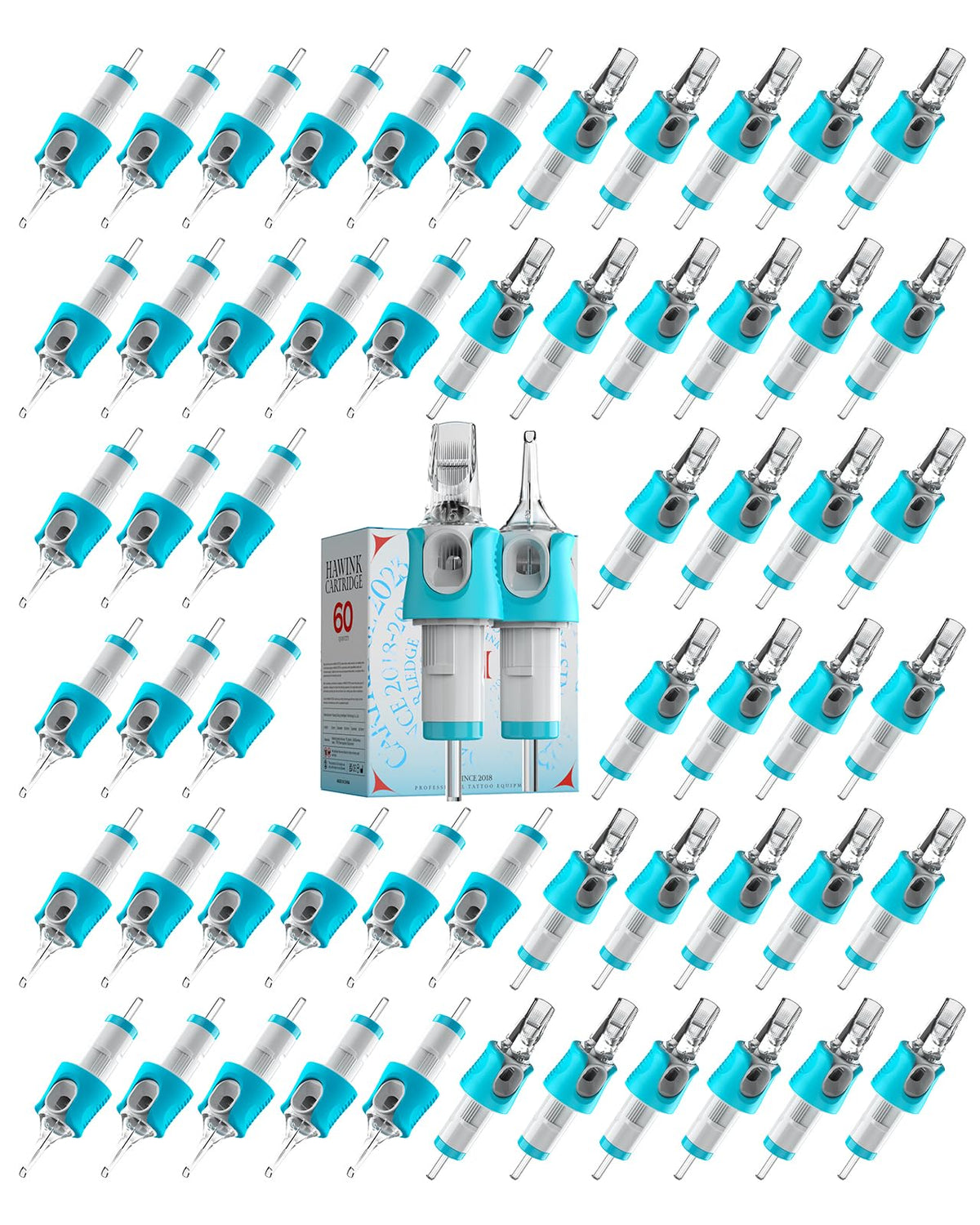 HAWINK front packaging box showing 60 assorted cartridge kit and benefits