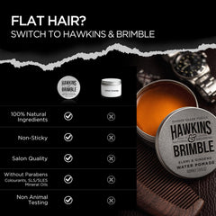 Hawkins & Brimble styled pompadour lifestyle photo showing long-lasting hold
