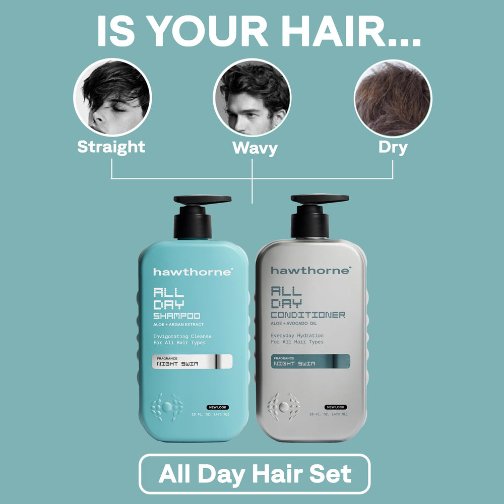 Hawthorne bottles side profile displaying duo set for daily hair routine benefit