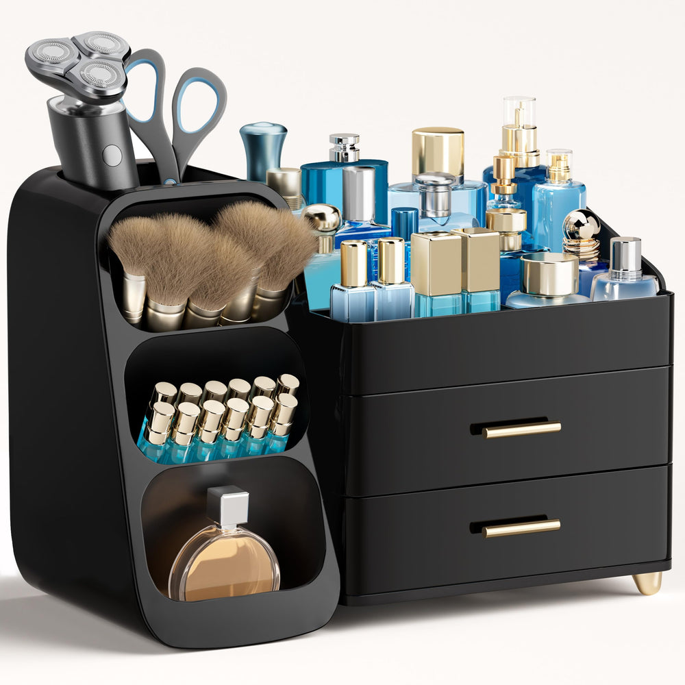 HBlife front view of all-black organizer showing tidy countertop storage benefit