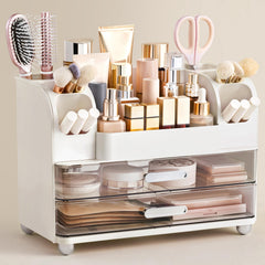 HBlife front view of white organizer showing overall layout and tidy storage