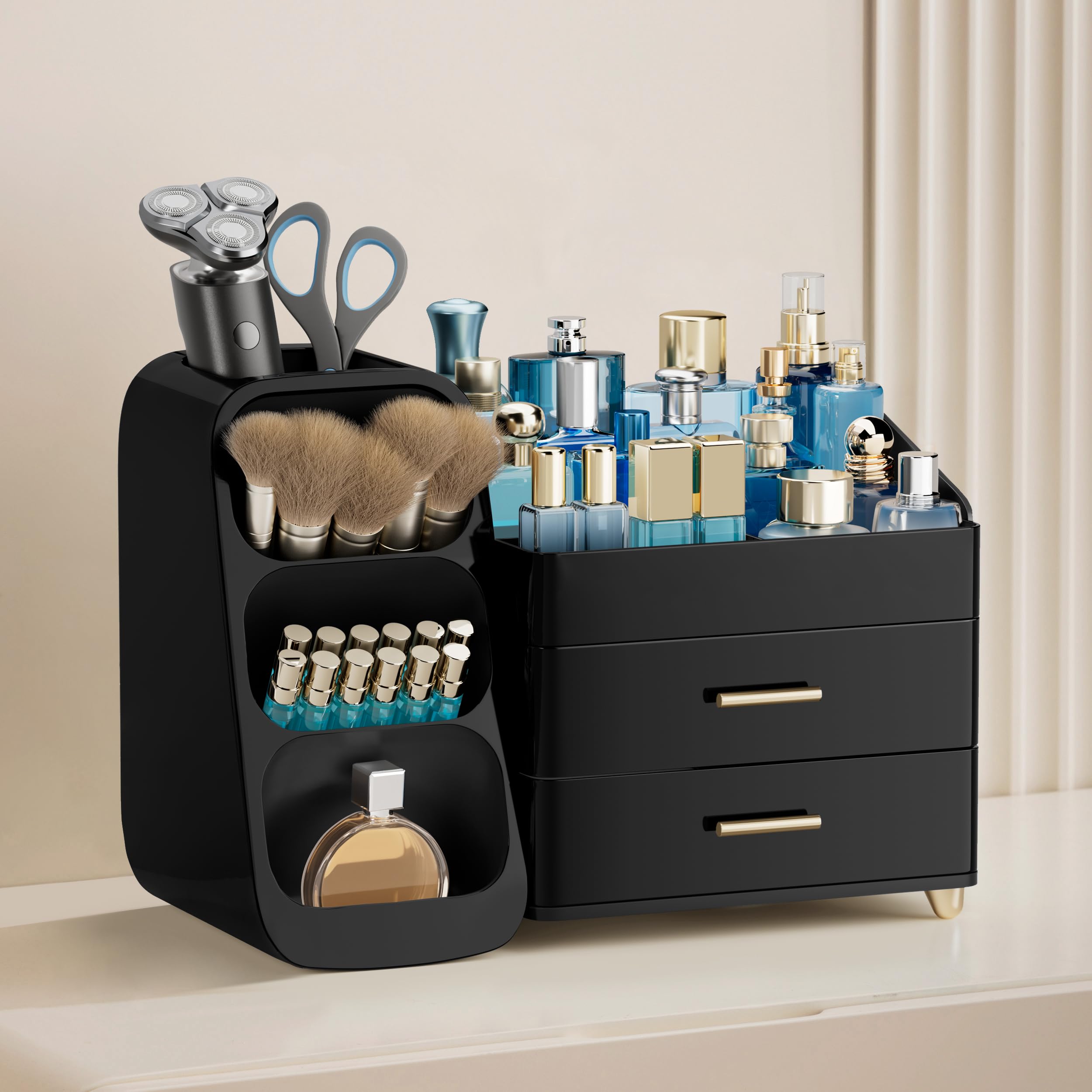 HBlife top compartments filled with bottles and palettes for quick daily access