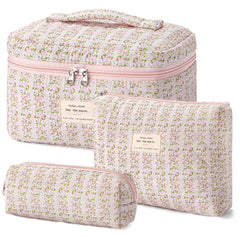 HBselect front view of floral quilted bag set showing organized storage benefit