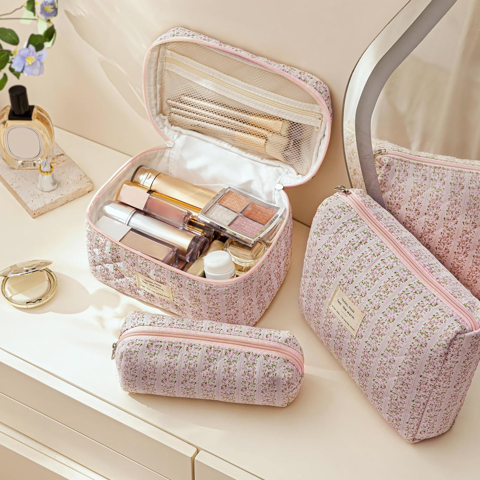 HBselect large pouch filled with bottles showing roomy travel packing benefit