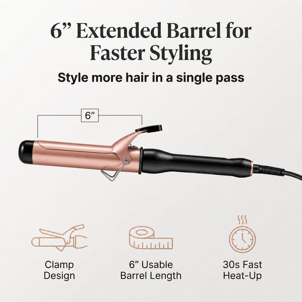 HCAH curling iron with travel-ready dual voltage packaging for trips