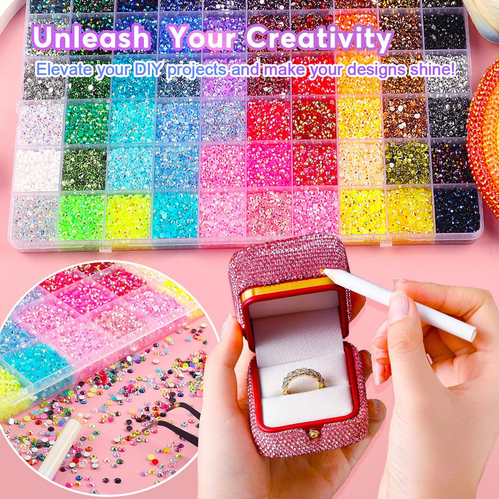 HConce nail art application with gems showing precise placement and polish