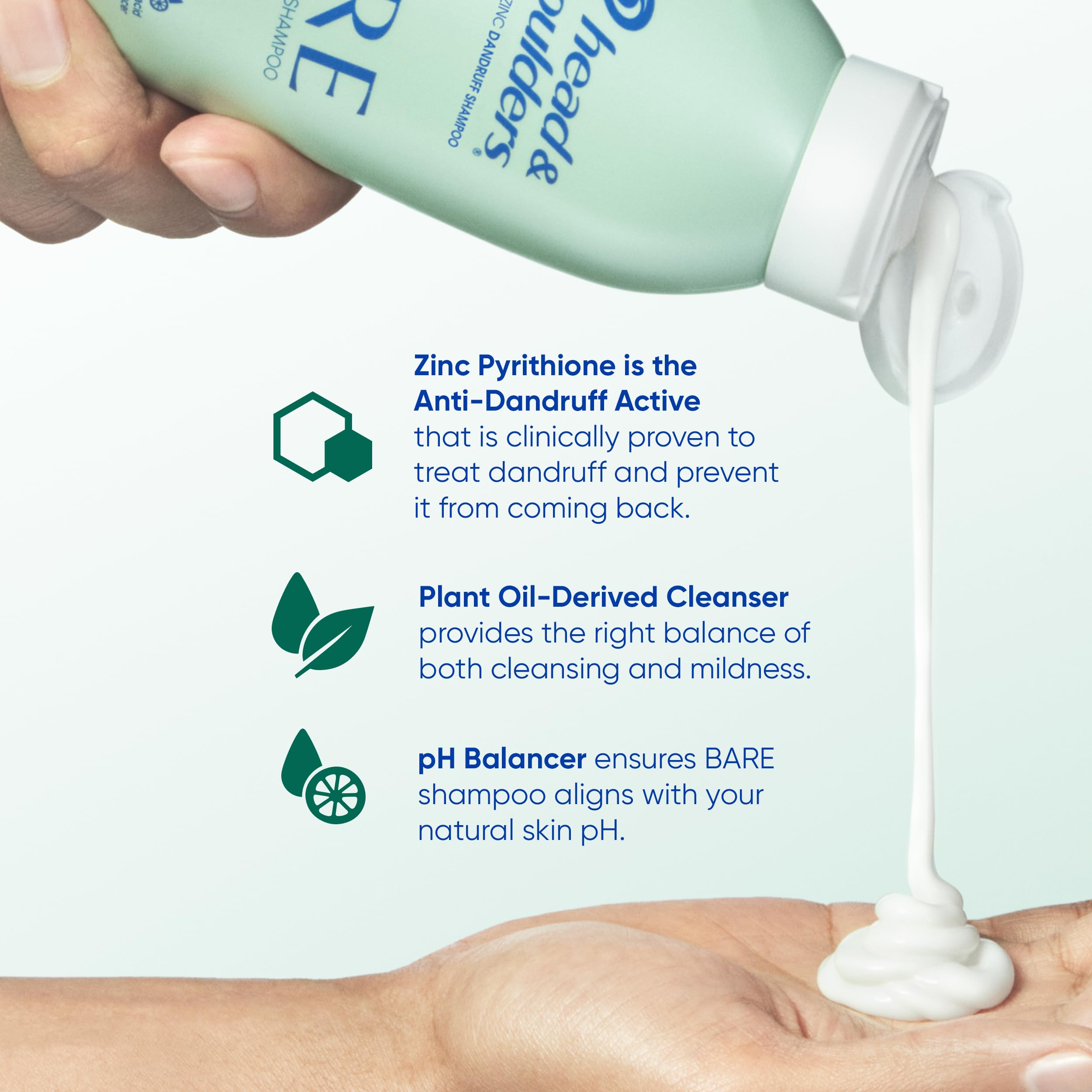 Head & Shoulders bottle rolled to show eco design and reduced waste benefit
