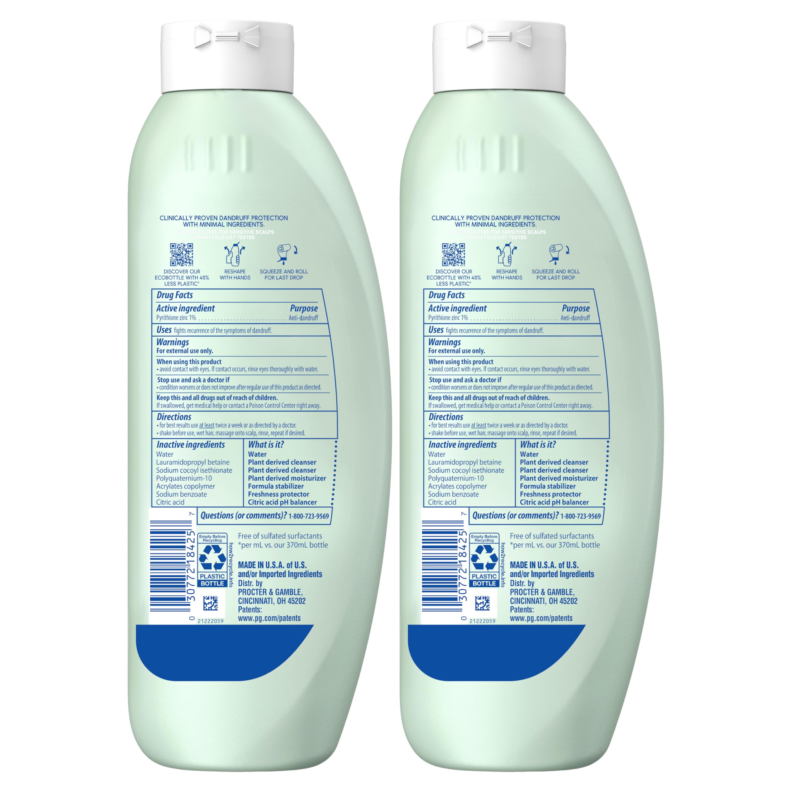 Sustainability graphic on pack highlighting Head & Shoulders reduced plastic