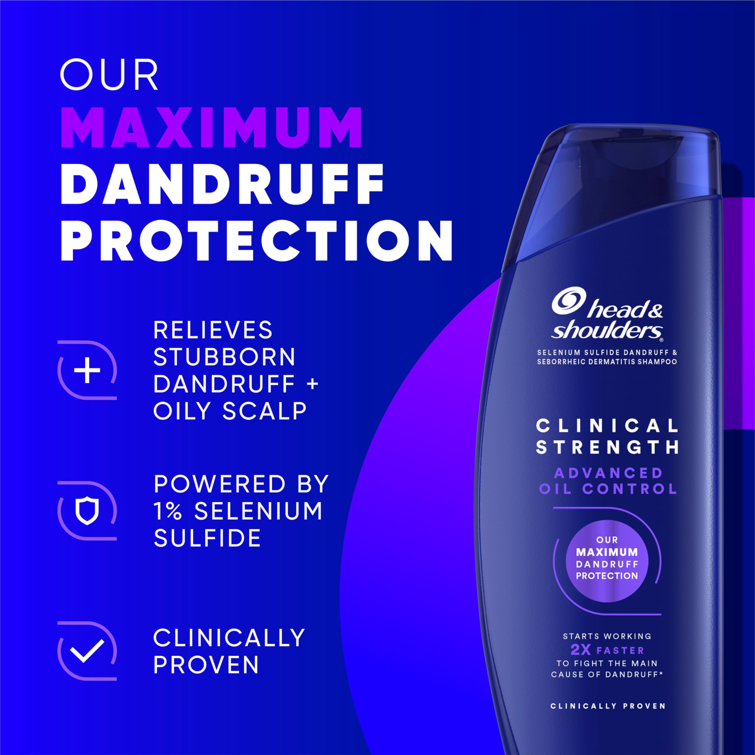 Head & Shoulders close-up label highlighting 1% selenium sulfide active ingredient
