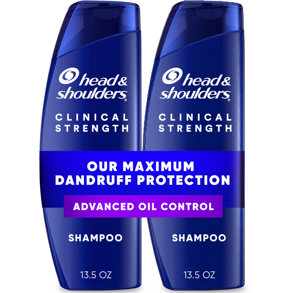 Head & Shoulders front packaging shows twin bottles for long-lasting dandruff control