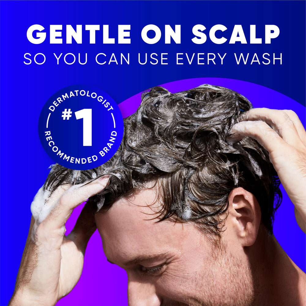 Head & Shoulders shampoo pouring from bottle to show easy dispensing and coverage