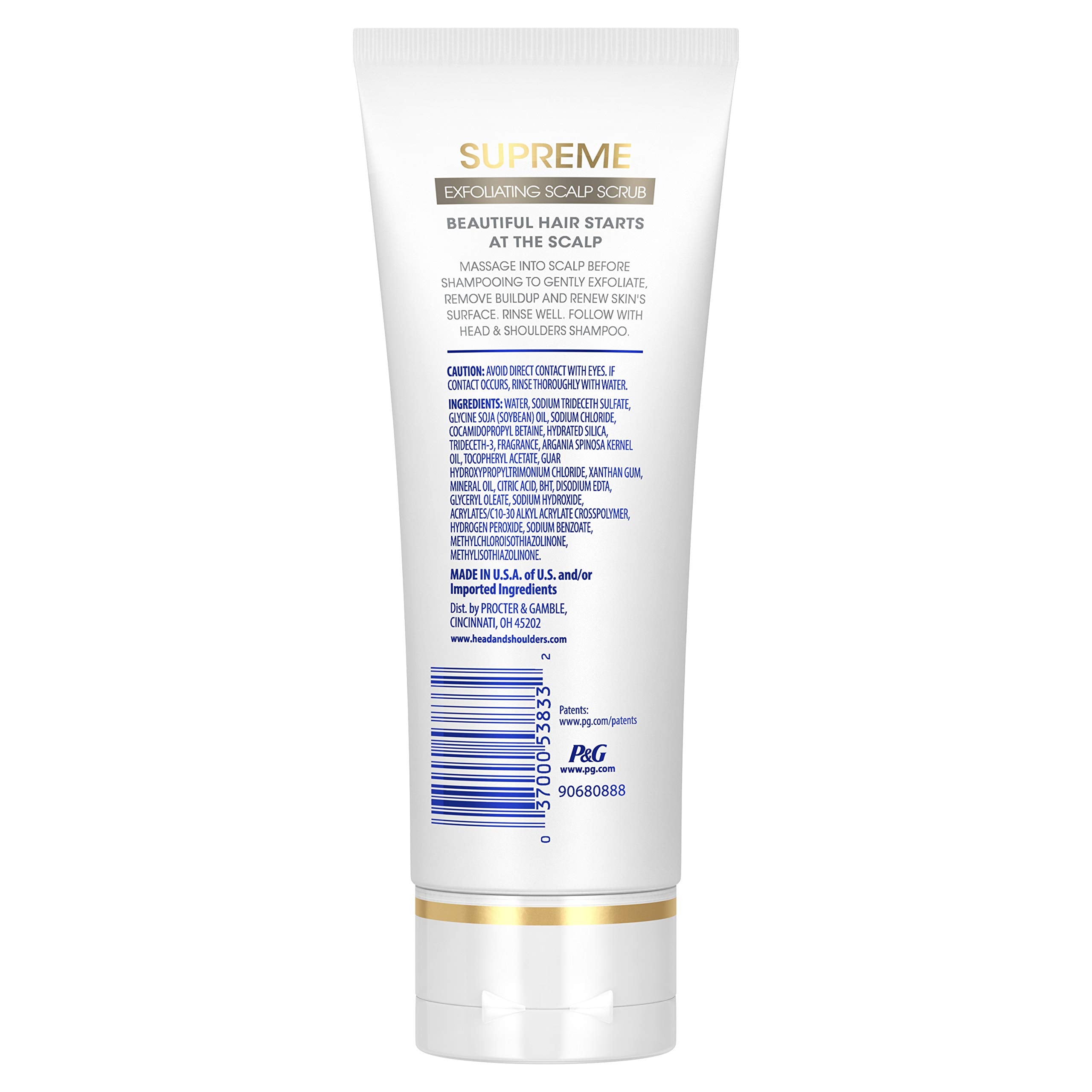 Head & Shoulders open tub showing creamy exfoliating texture and benefits