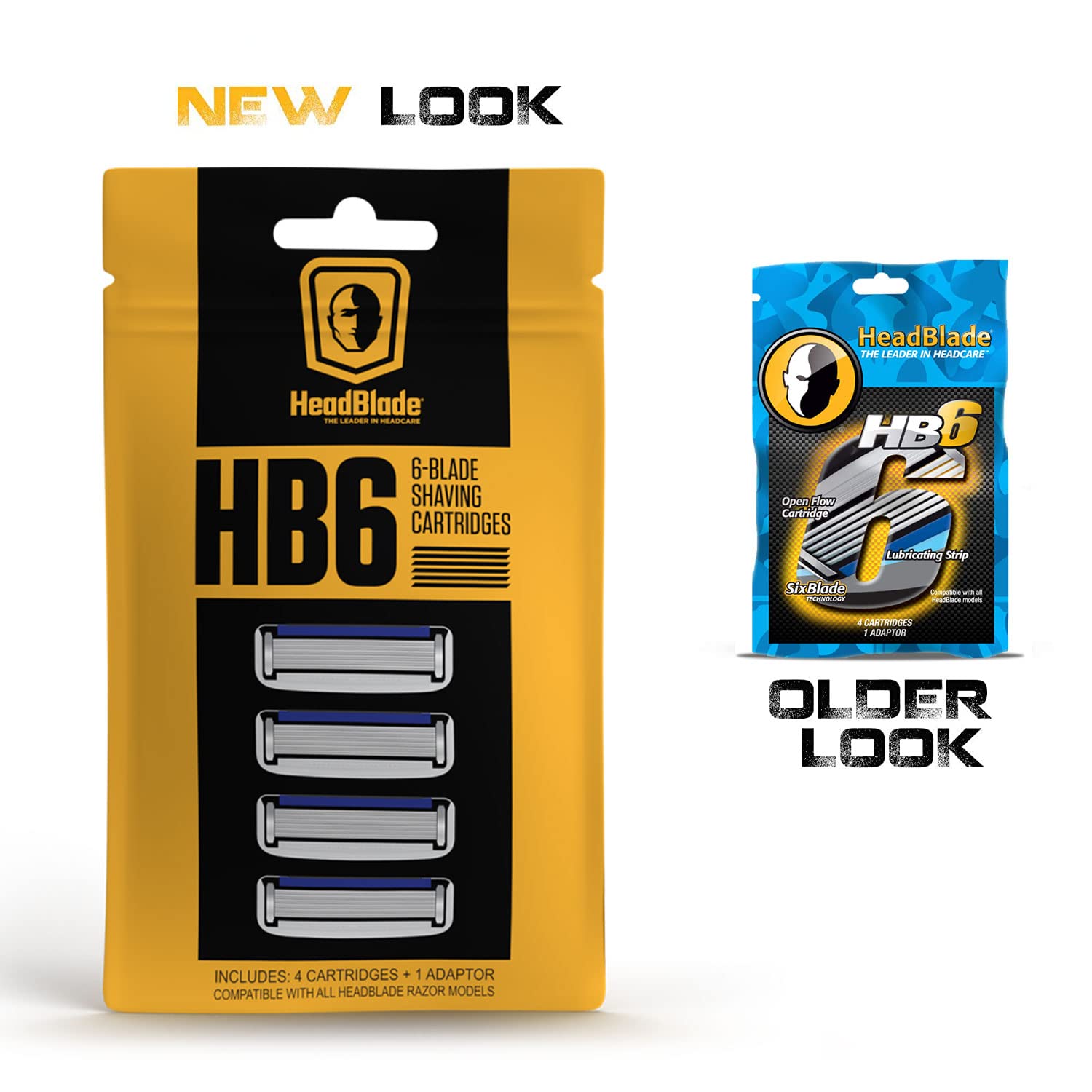 Close-up of HeadBlade HB6 blades highlighting smooth stainless steel edges for low tugging