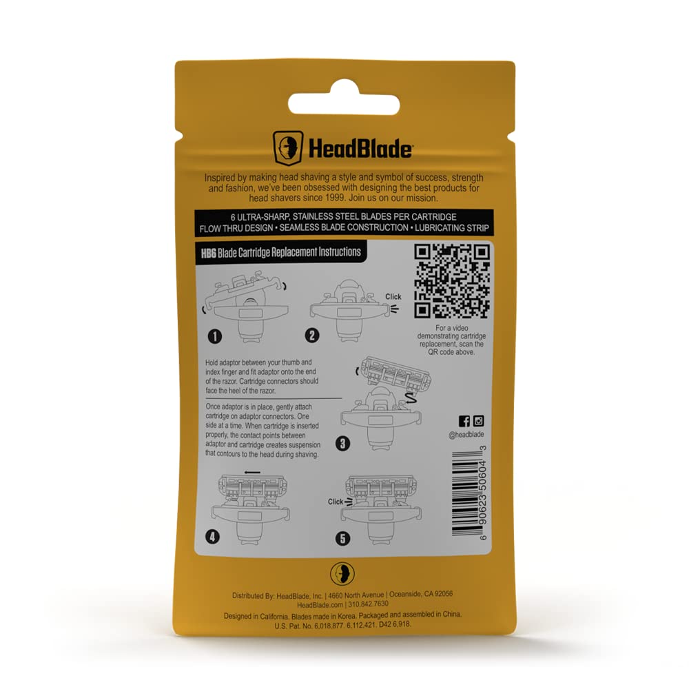 HeadBlade HB6 cartridges in bathroom setting conveying everyday grooming convenience