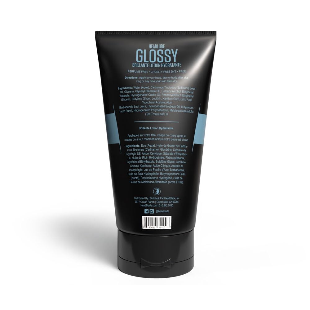 HeadBlade HeadLube applied to shaved scalp for soothing post-shave comfort