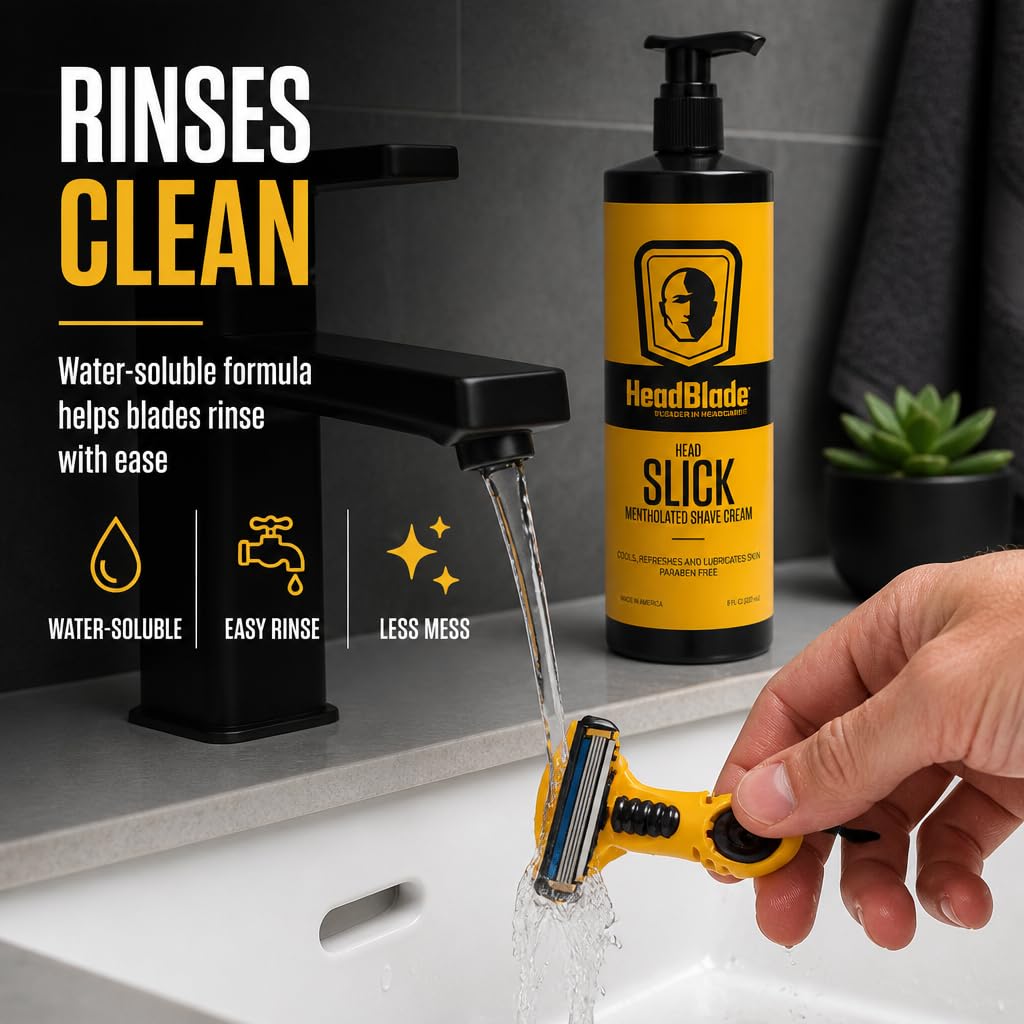 HeadBlade HeadSlick in use as man shaves scalp for confident, comfortable results