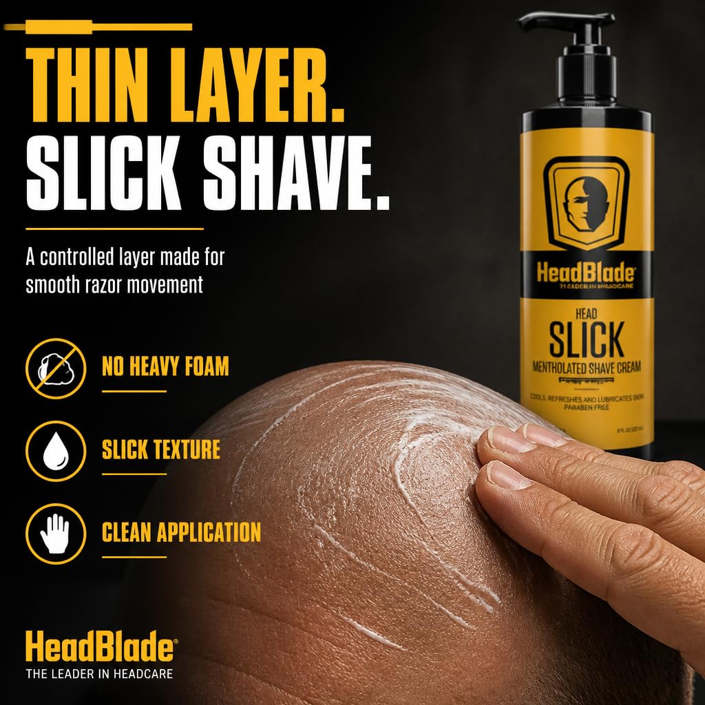 HeadBlade HeadSlick pump top close-up for easy dispensing and neat application