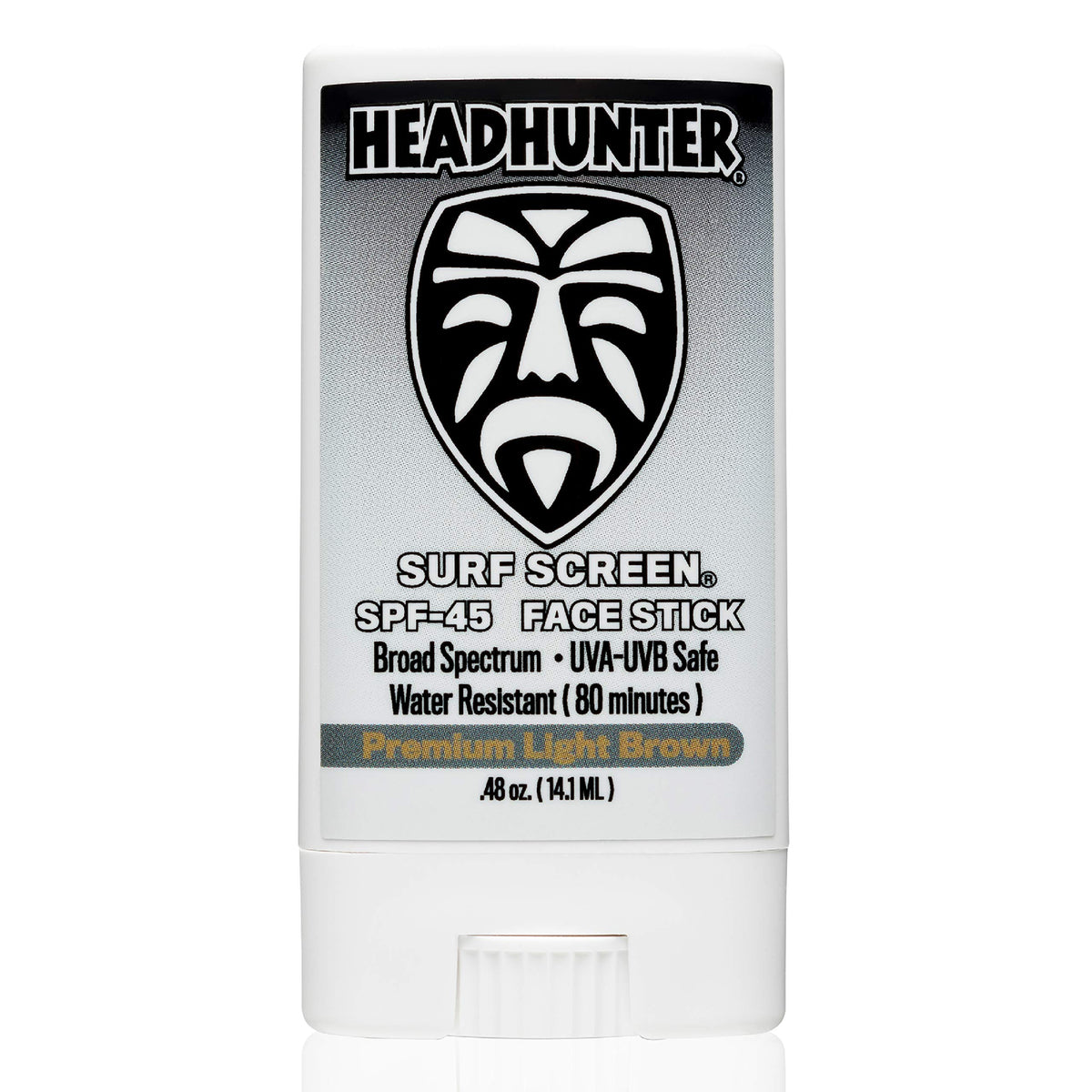Headhunter face stick front packaging showing compact tinted stick and SPF benefit