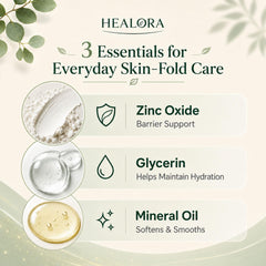 HEALORA being applied under breast to reduce friction and discomfort