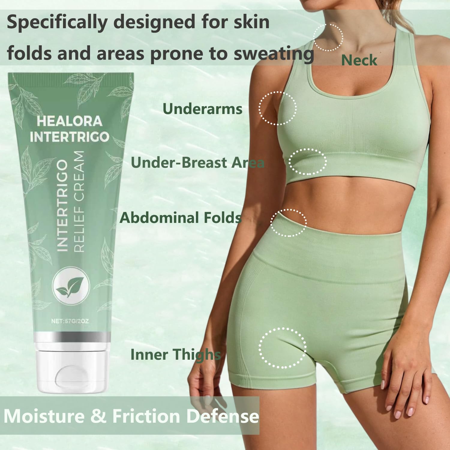 Healora Intertrigo cream texture close-up demonstrating smooth spread