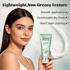 Healora Relief Cream smooth texture close-up demonstrating fast-absorbing, non-greasy finish