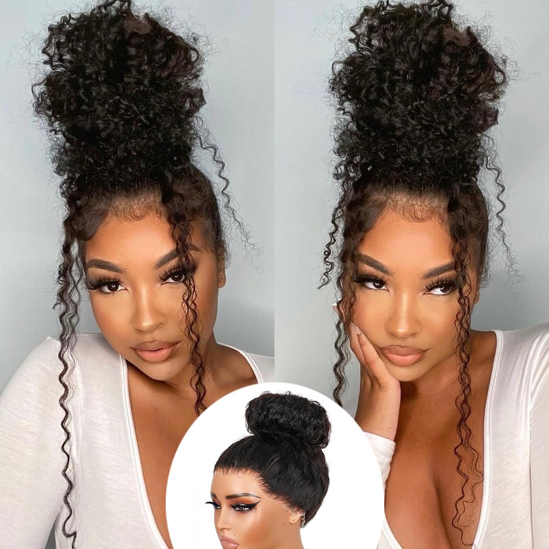 Healthair front view showing natural hairline and versatile styling benefit