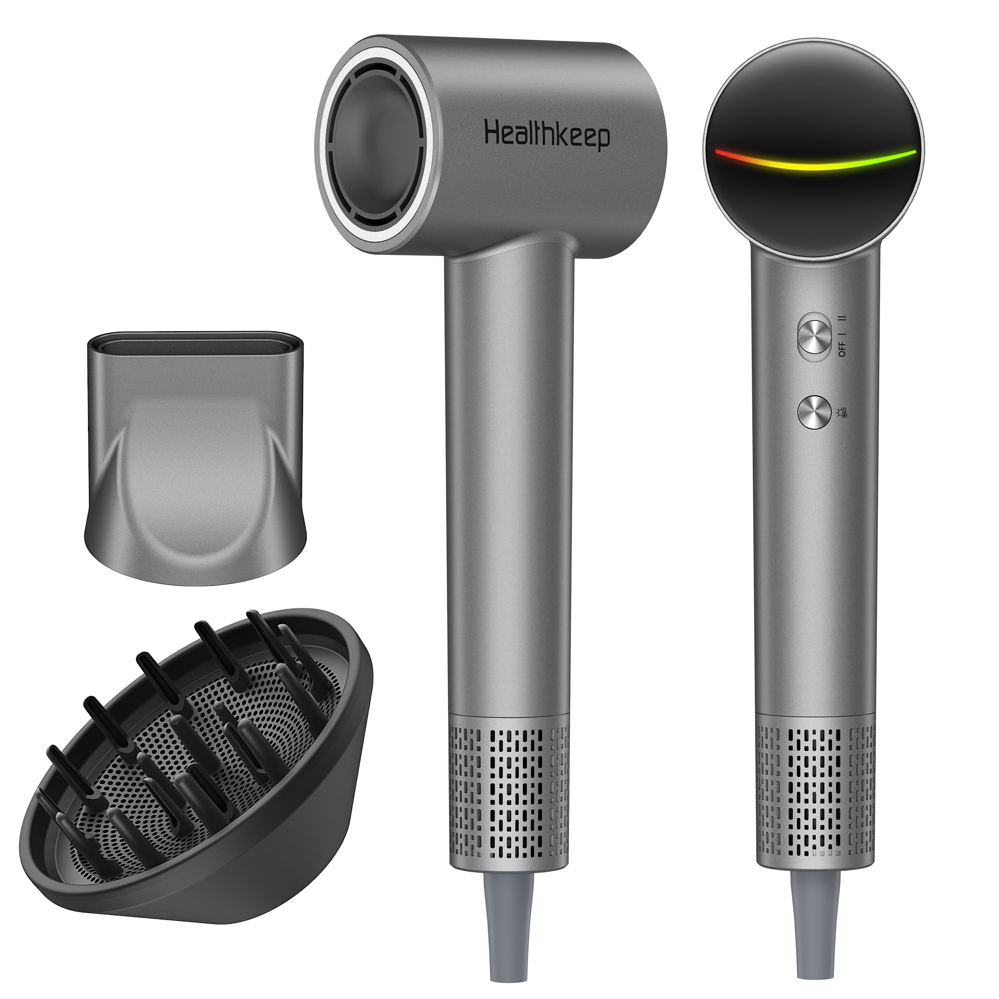 Healthkeep front view showing sleek dryer body and controls for easy styling