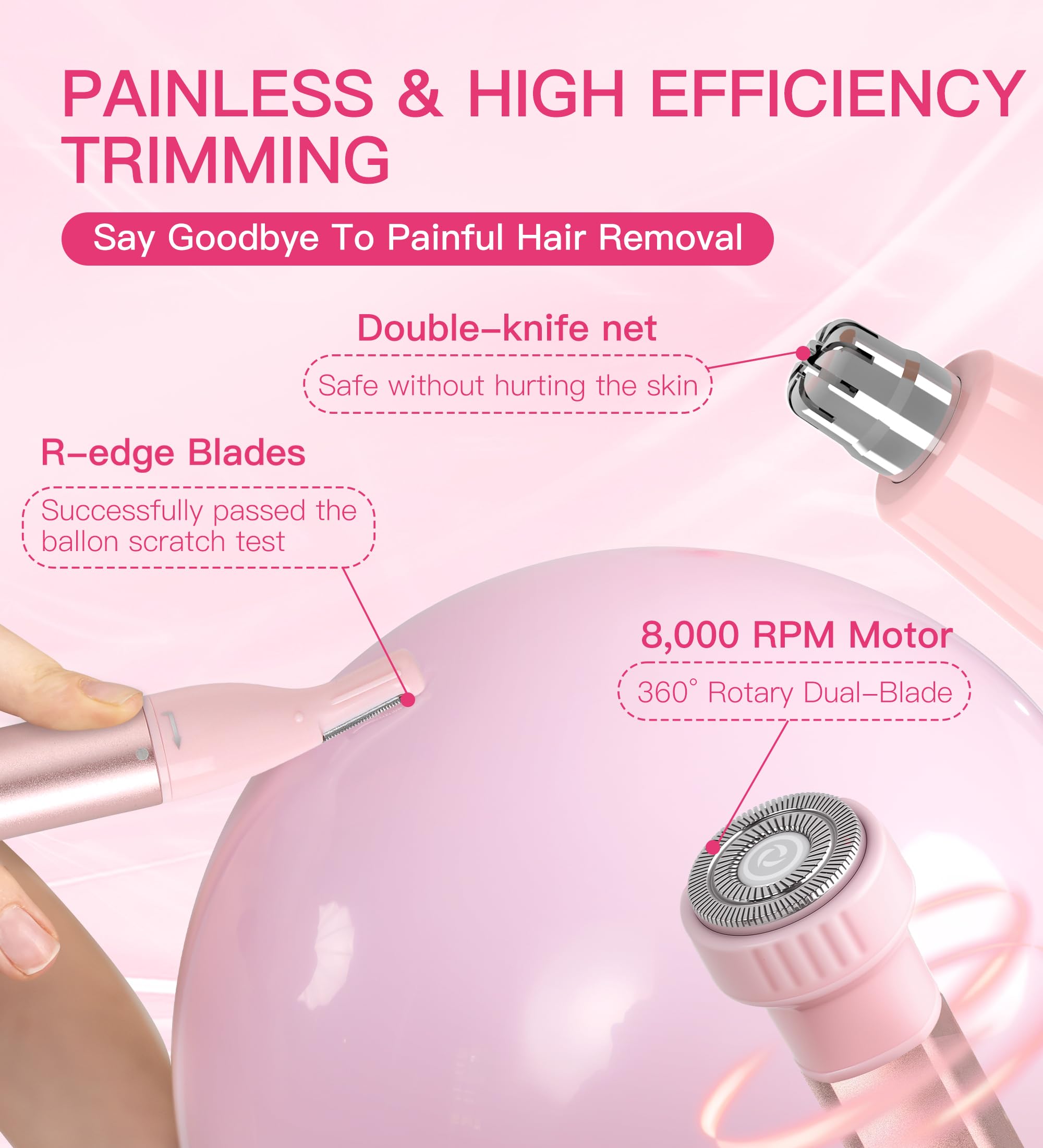 HEBECA three interchangeable heads displayed for versatile facial grooming