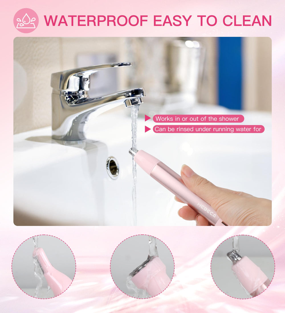 HEBECA detachable head rinsed under water for easy hygienic cleaning