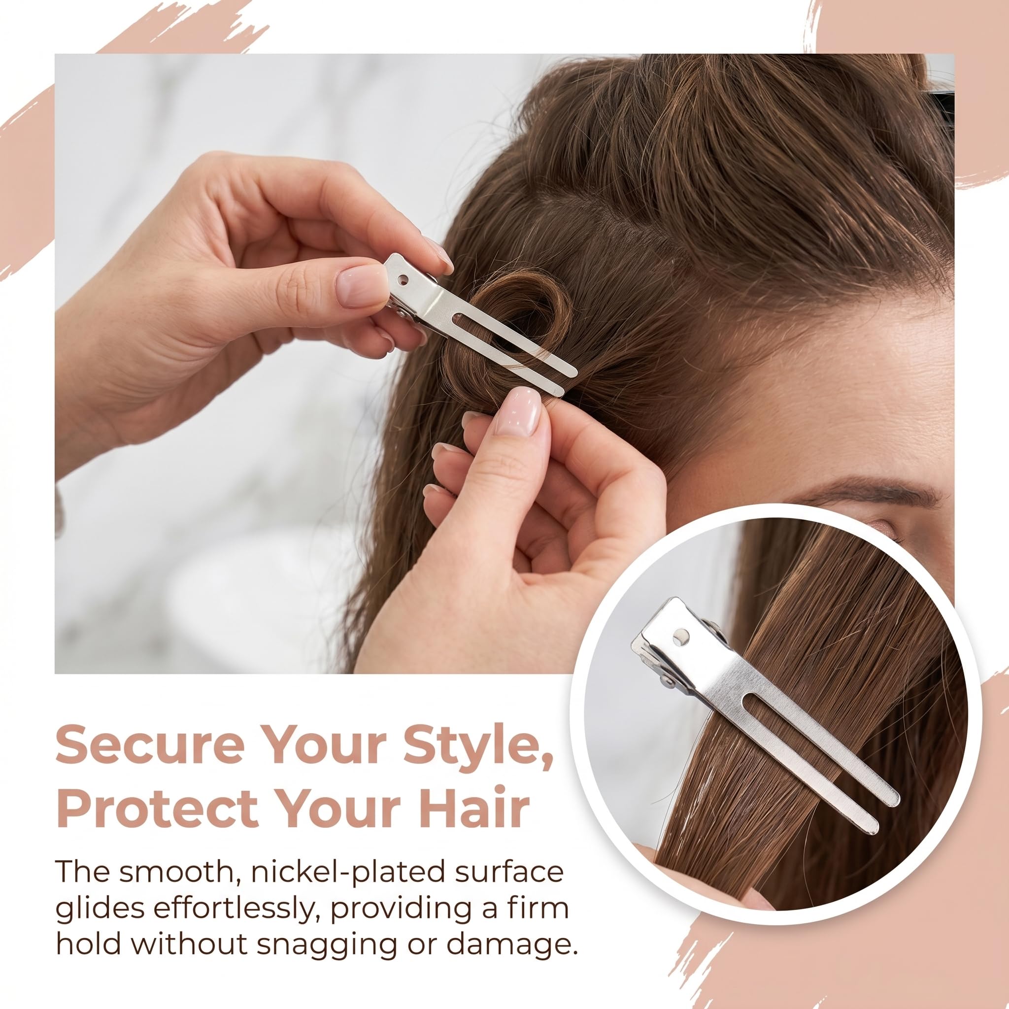 Hedume clips neatly arranged on salon tray for quick access and organization