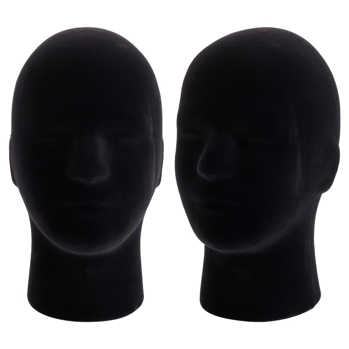 Hedume front view black mannequin head showing clean display and contrast
