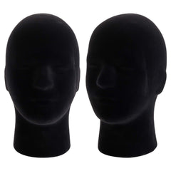 Hedume front view black mannequin head showing clean display and contrast
