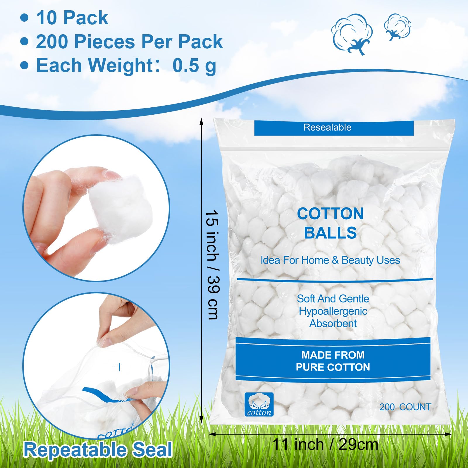 Heigble cotton fiber close-up showing soft texture and gentle feel