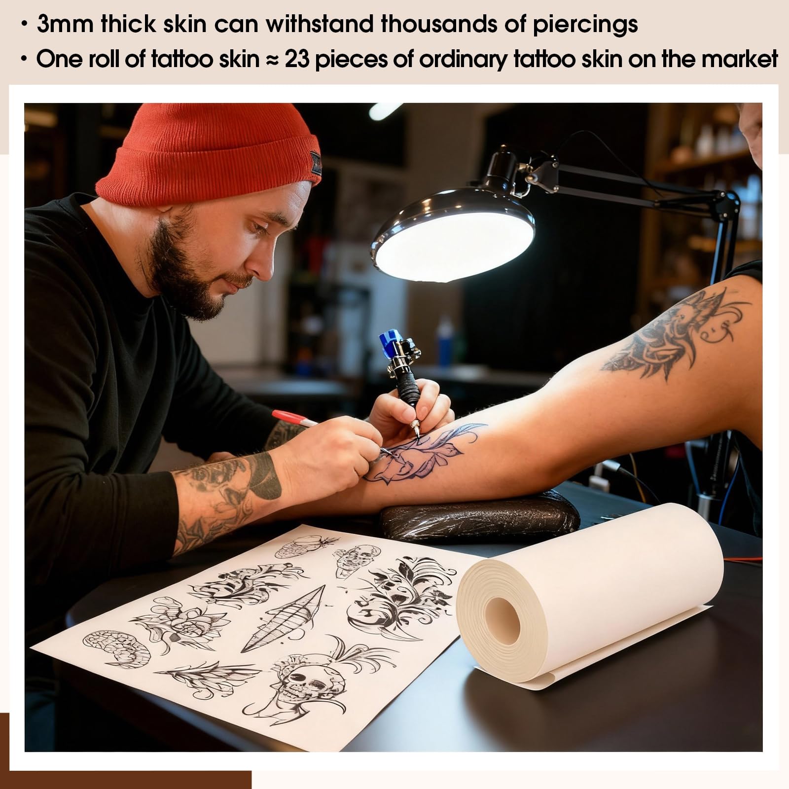 Heigble practice skin unrolled flat with sample line work and shading to test ink behavior