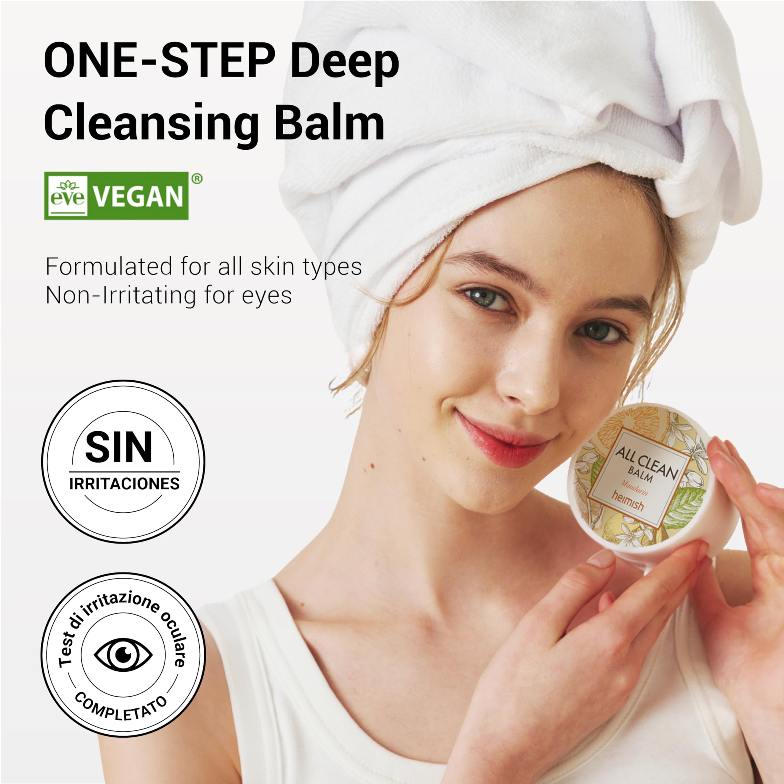 HEIMISH balm spread on hand demonstrating silky non-greasy finish benefit