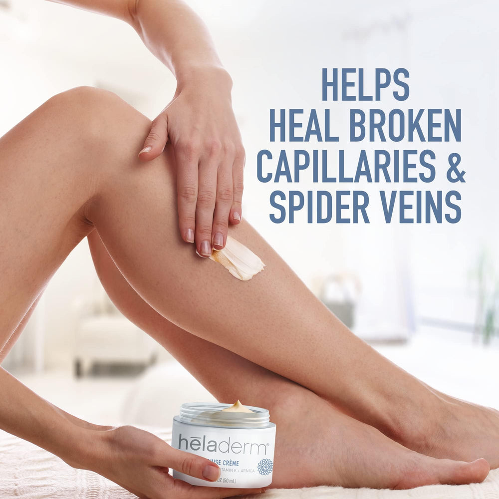 Before and after illustration showing Heladerm reducing visible bruising